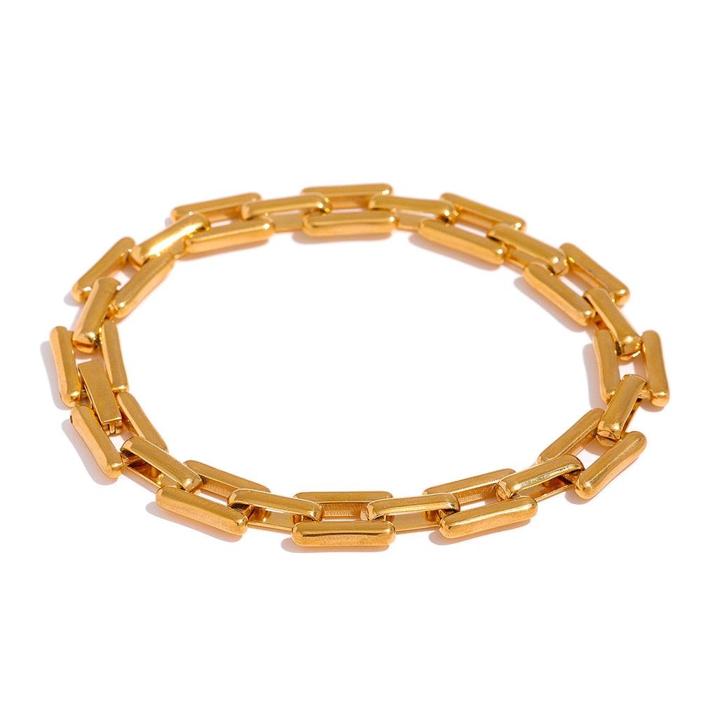 Colar e Pulseira Modelo Quadrado - Ouro18k