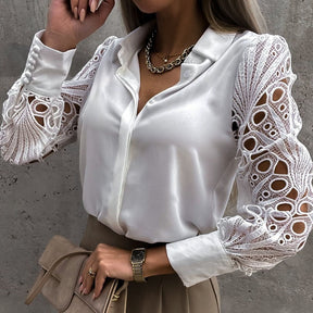 Camisa com manga longa em Renda Barbara