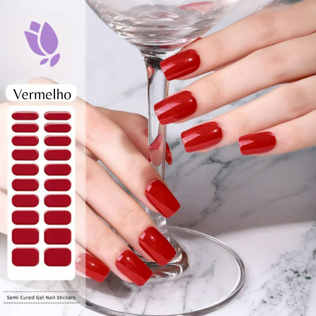 Unhas em Gel Adesivos - 20 Adesivos - Acompanha LED UV